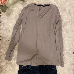 Lavender long sleeve shirt.